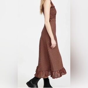 Ganni Checked Midi Dress 42/L